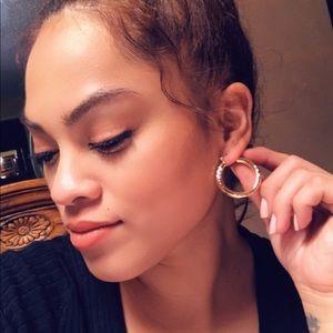 18k Gold filled Diamond Cut Tube hoop earrings